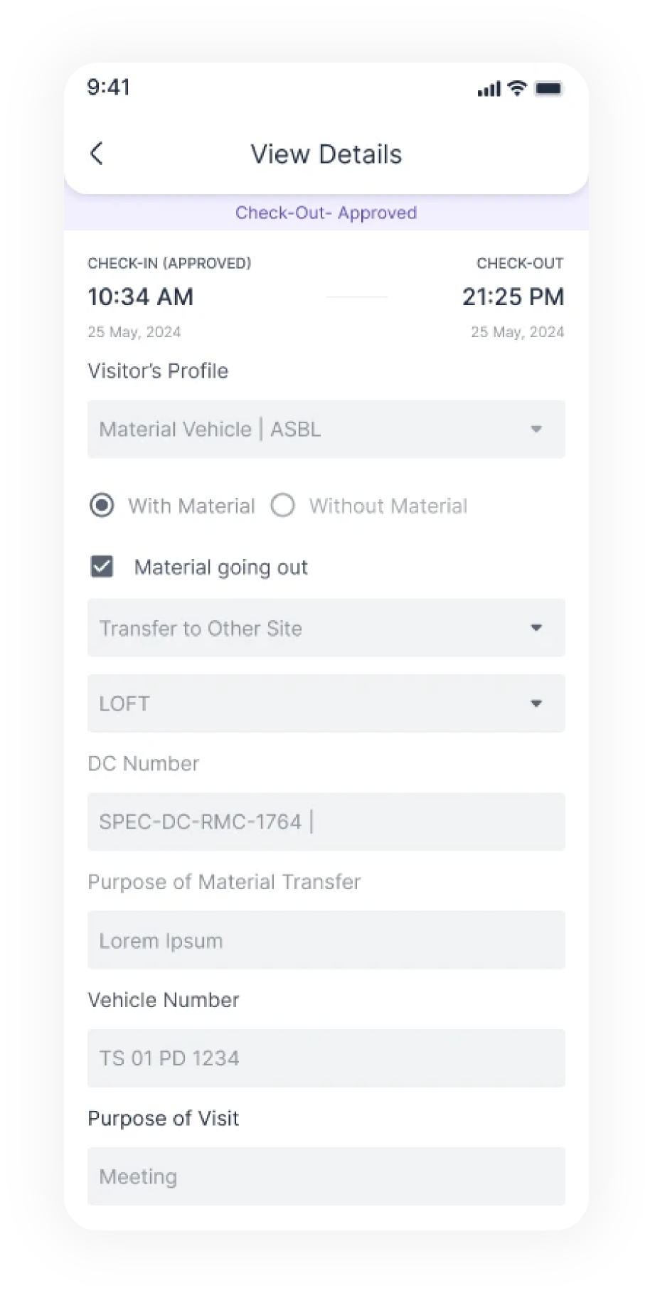View details - check-out approved